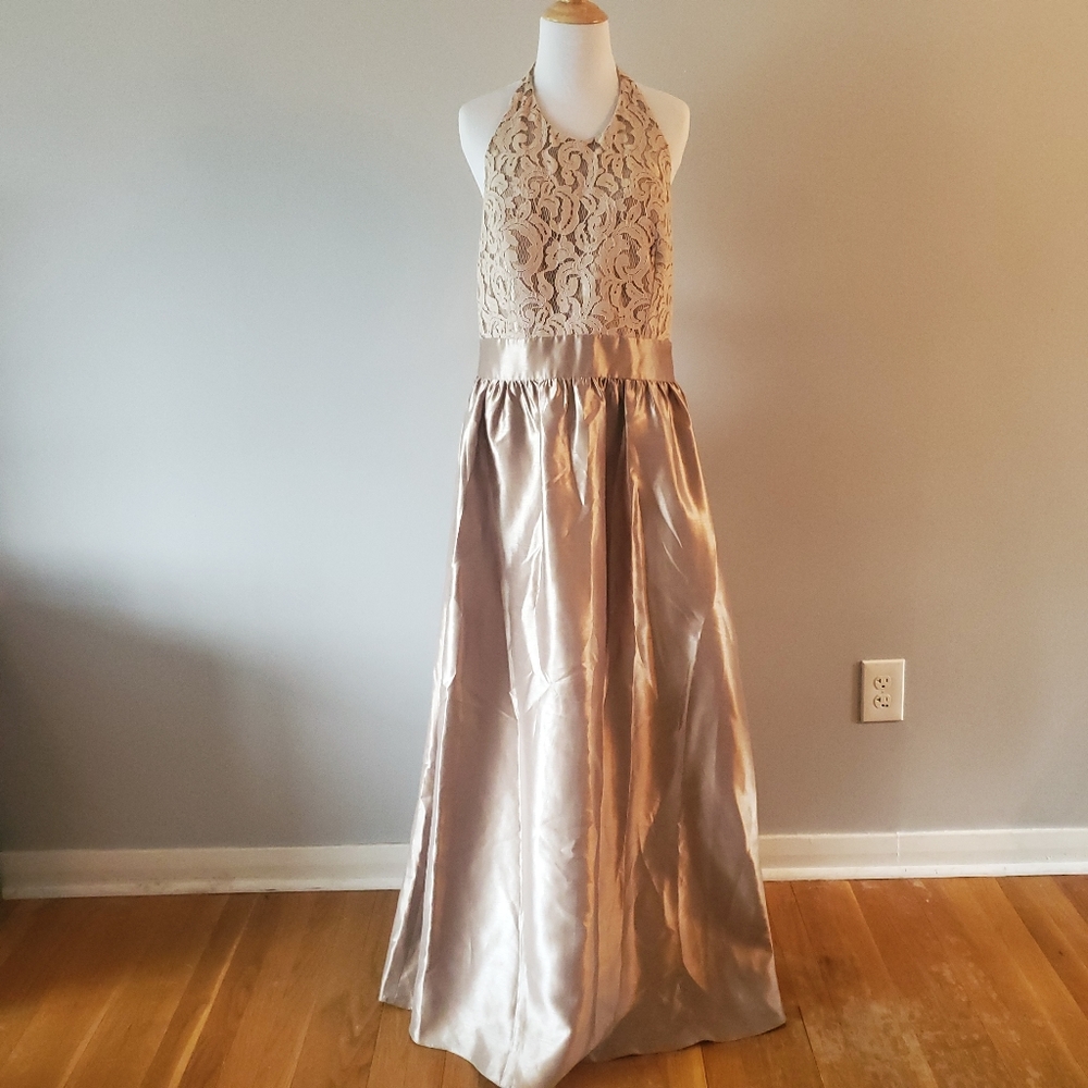 Jasmine Bridesmaid Champagne Halter Dress